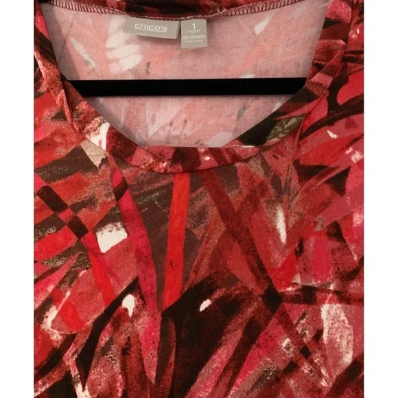 Chico's Blouse Women's Size 1X Floral Colorful Red Fun Colorful 0050 - Picture 2 of 6